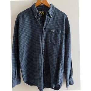 Big Rock Canyon Flannel Shirt Men's Blue Cotton Plaid Workwear Preppy Large
